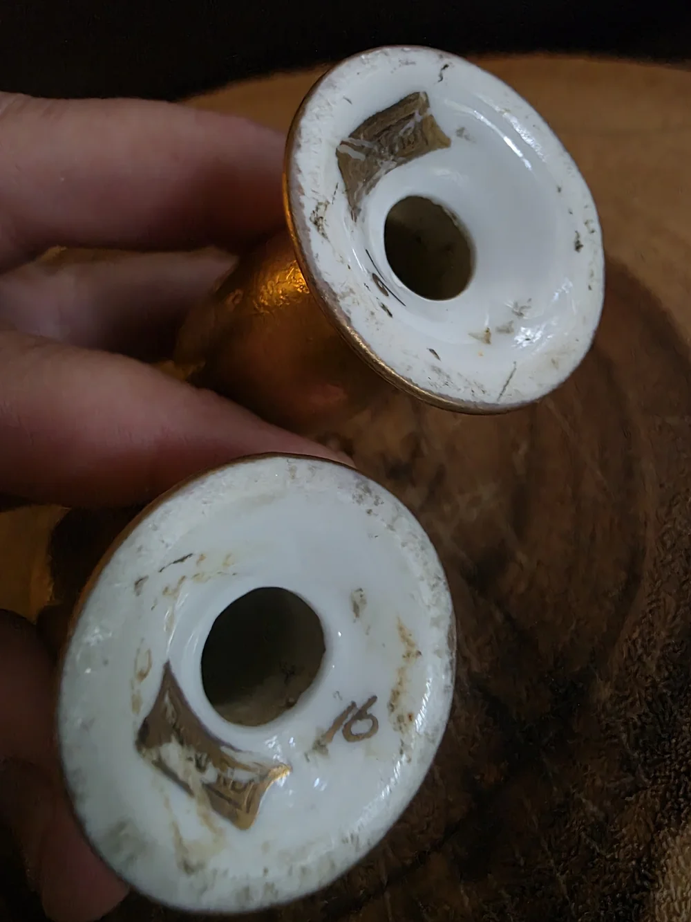 Vintage Pickard 24K Gold Gilded Porcelain Salt and Pepper Shakers Set
